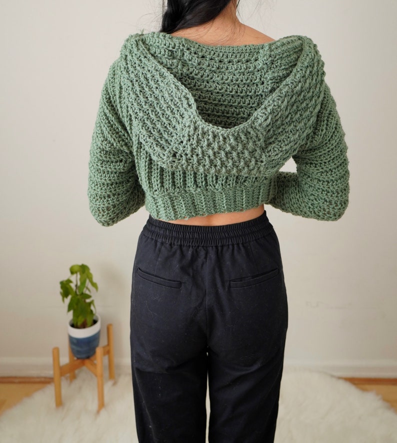 Crochet Cable Stitch Cropped Hoodie Pattern 3  