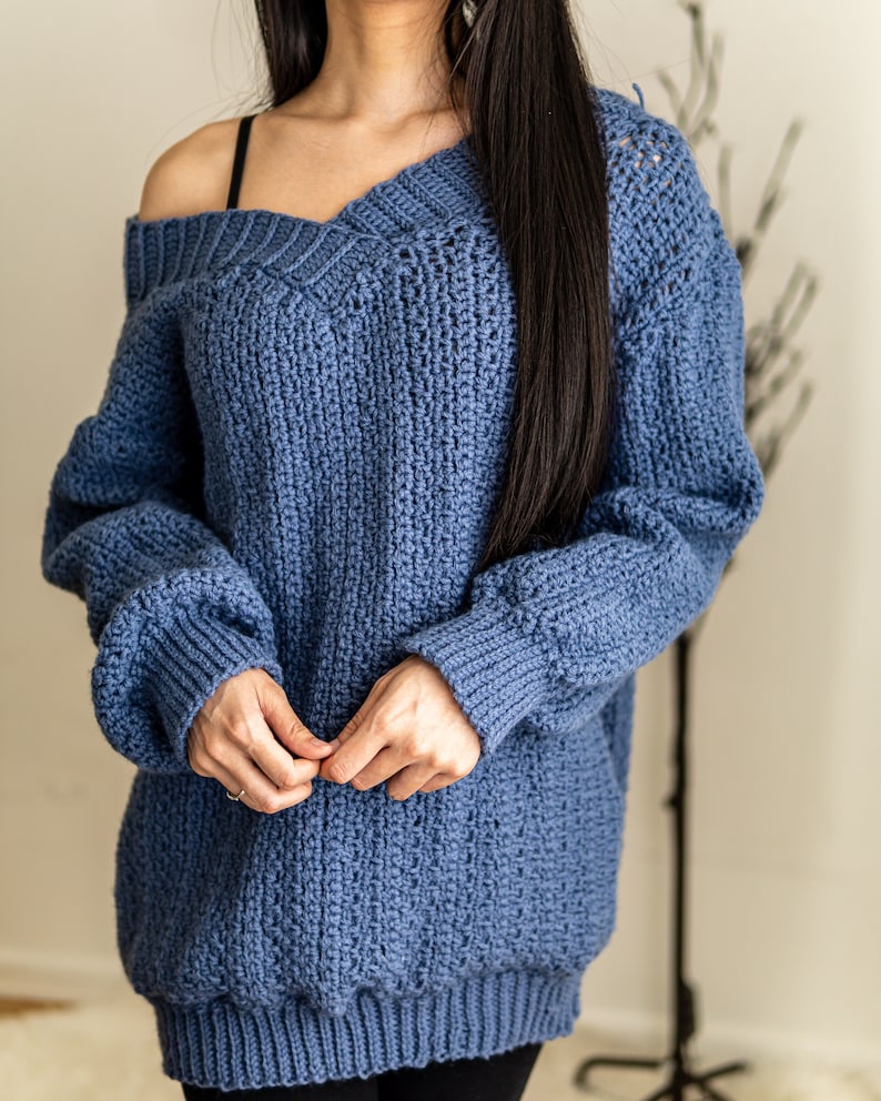 Crochet Pattern Oversized Off the Shoulder Sweater Pattern PDF Download image 10