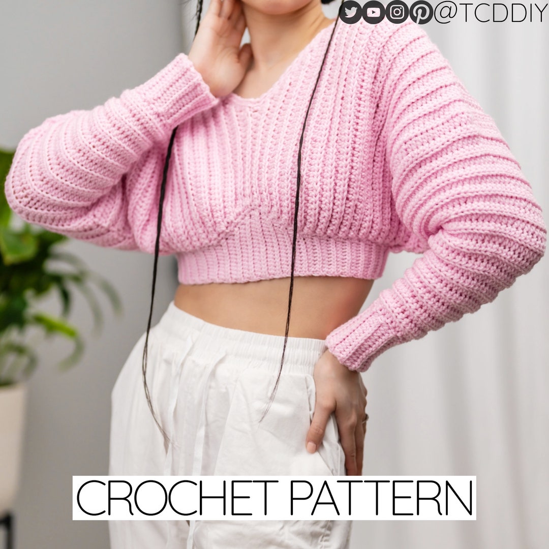 Crochet Pattern Crochet V Neck Batwing Jumper Pattern Crochet V Neck