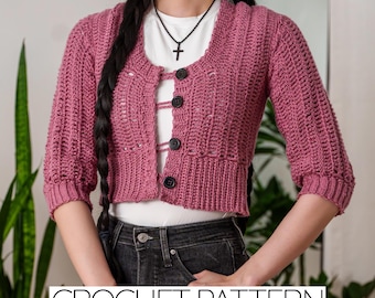 Crochet Pattern | Cropped Cardigan Sweater W. Buttons | PDF Download