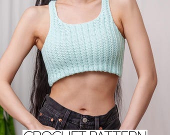 Crochet Pattern | Beginner Friendly Cropped Scoop Neck Tank Top | PDF Download