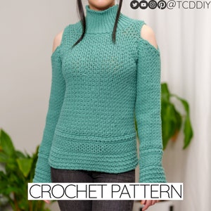Crochet Pattern | Cold Shoulder Mock Neck Sweater Top | Turtleneck | PDF Download
