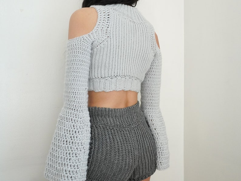 Crochet Cable Stitch Cold Shoulder Crop Top Pattern - Etsy