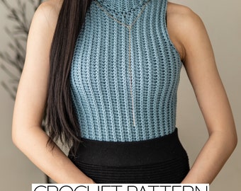 Crochet Pattern | Classic Sleeveless Turtleneck Pattern | PDF Download