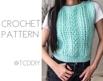 Crochet Cable Stitch Sweater Vest PDF 