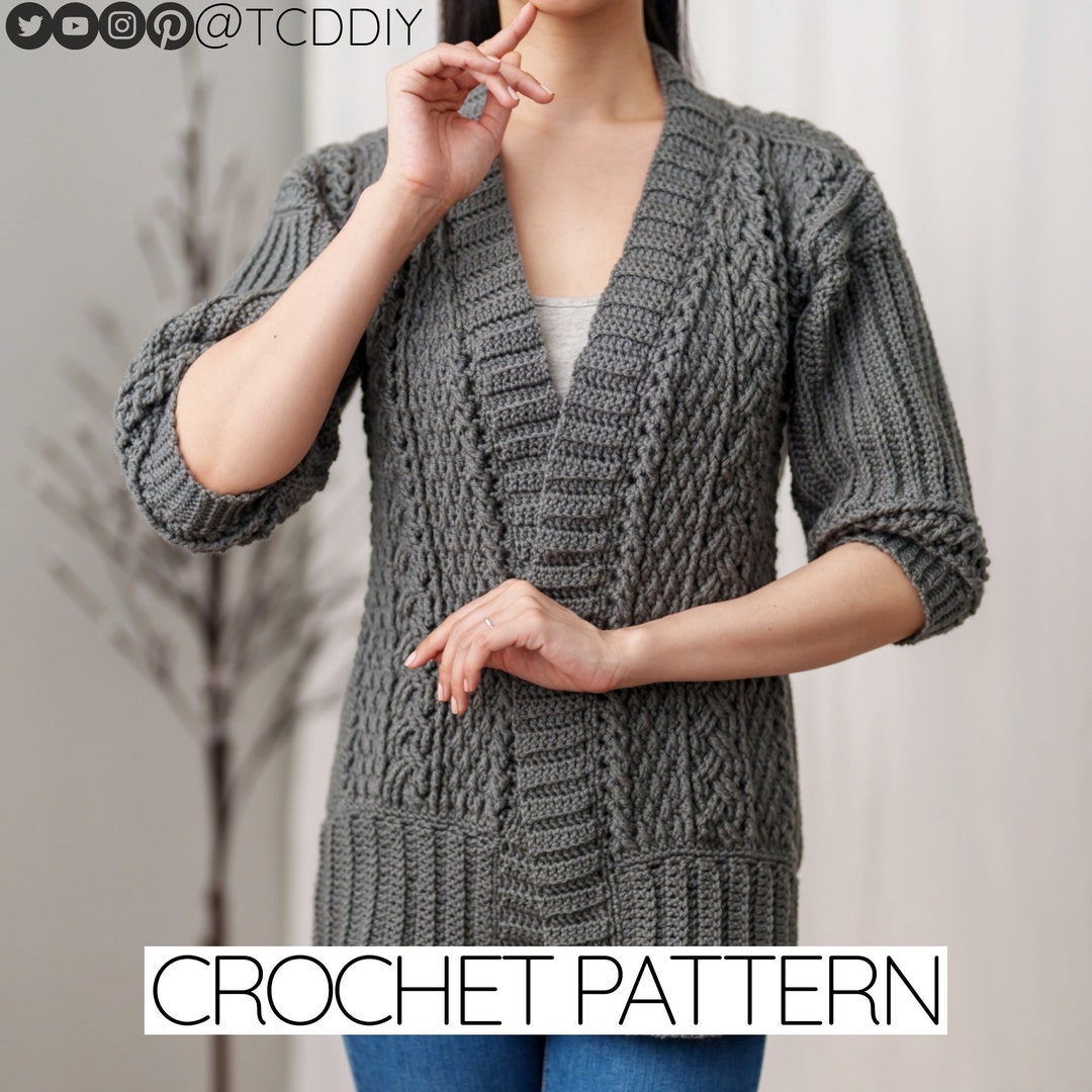 Crochet Pattern Crochet Cable Stitch Cardigan Pattern PDF Download - Etsy