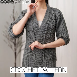 Crochet Pattern | Crochet Cable Stitch Cardigan Pattern | PDF Download