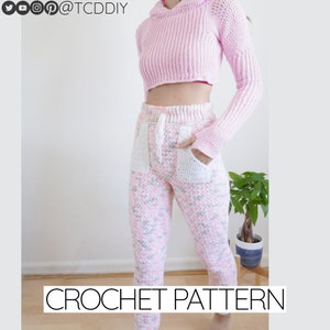 Crochet Pattern Bundle | Crochet Cropped Hoodie Pattern | High Waisted Sweats Pattern | PDF Download