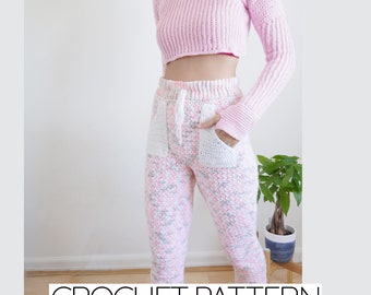 Crochet Pattern Bundle | Crochet Cropped Hoodie Pattern | High Waisted Sweats Pattern | PDF Download