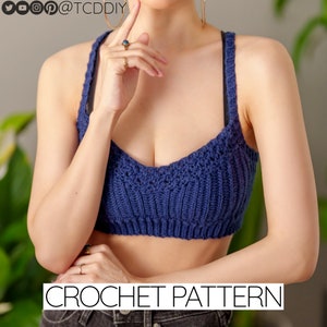 Crochet Pattern | Bralette W. Suzette Stitch Detail | Cropped Tank Top | PDF Download