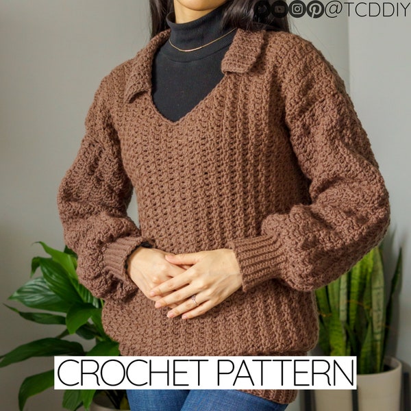 Crochet Pattern | Collared Sweater Pattern | PDF Download