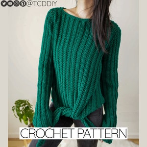 Crochet Pattern | Long Sleeve Sweater Top W. Long Sleeves & Ribbing | PDF Download