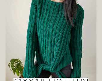 Crochet Pattern | Long Sleeve Sweater Top W. Long Sleeves & Ribbing | PDF Download