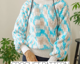 Crochet Pattern #193 | Balloon Sleeve Turtleneck Sweater | Mock Neck Jumper | PDF Download