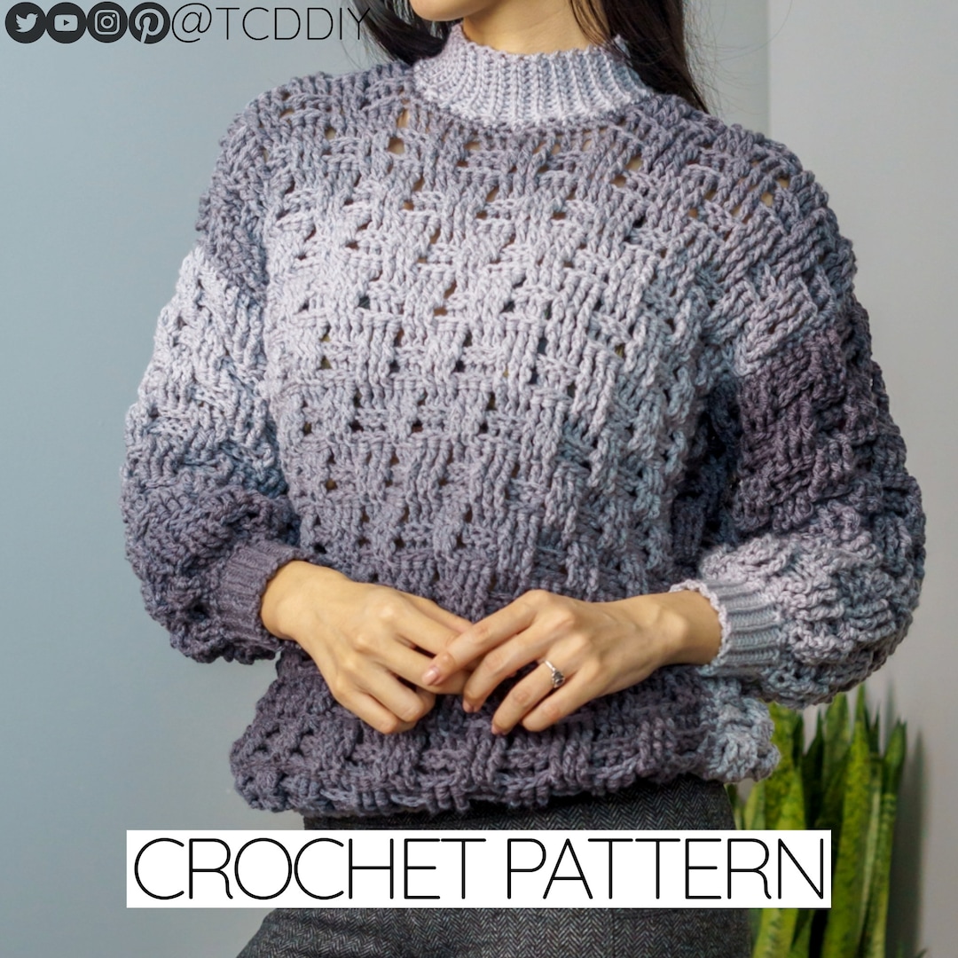 Crochet Pattern Basket Weave Sweater Pattern PDF Download Etsy Ireland