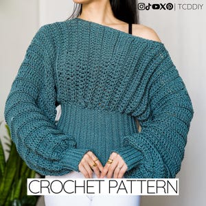 Crochet Pattern | Off the Shoulder Balloon Sleeve Sweater | PDF Download