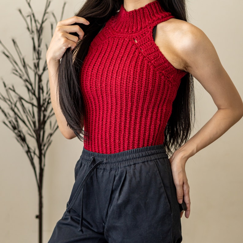 Crochet Pattern Sleeveless Mock Neck Pattern PDF Download image 2