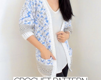 Crochet Pattern | Diamond Stitch Cardigan with Pockets Pattern | Crochet Cardigan with Pockets Pattern | PDF Download