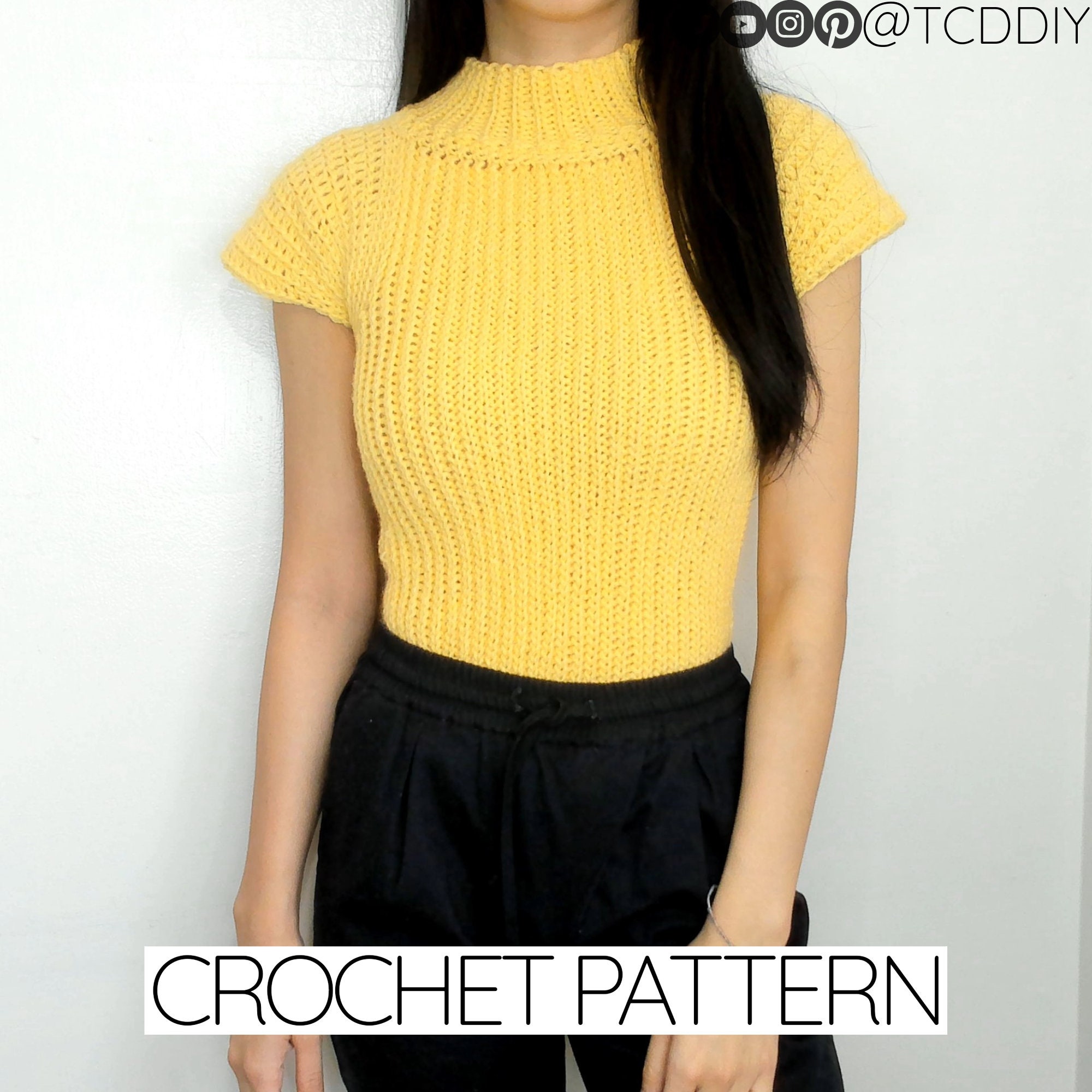 Crochet Pattern Crochet Mock Neck Top Pattern PDF Download Etsy