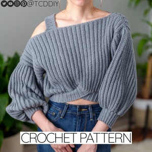 Häkelanleitung | Single Strap 3/4 Ballon Ärmel Cropped Pullover | PDF-Download
