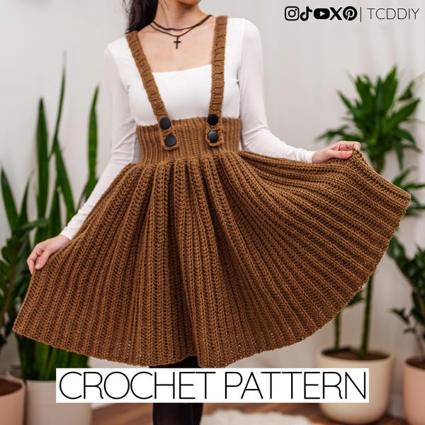 Crochet Pattern | Skirt W. Suspenders and Buttons | PDF Download