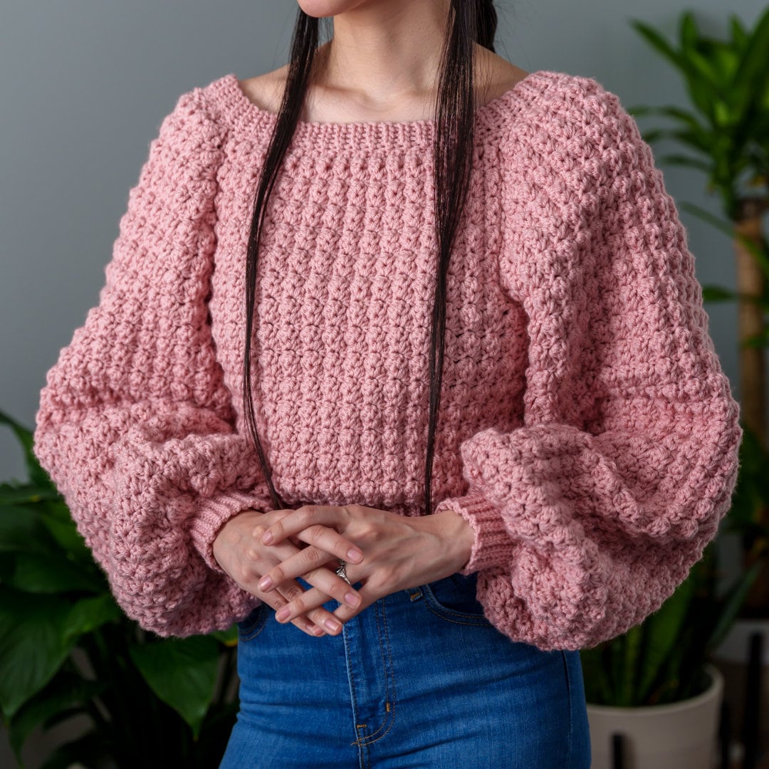 Crochet Pattern Balloon Sleeve Sweater Pattern PDF Download 