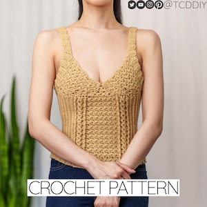 Crochet Pattern | Ribbed Cable Stitch Tank Top W. Suzette Stitch Detail | PDF Download