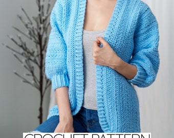 Crochet Pattern | Short Sleeve Herringbone Cardigan Sweater Jacket | PDF Download
