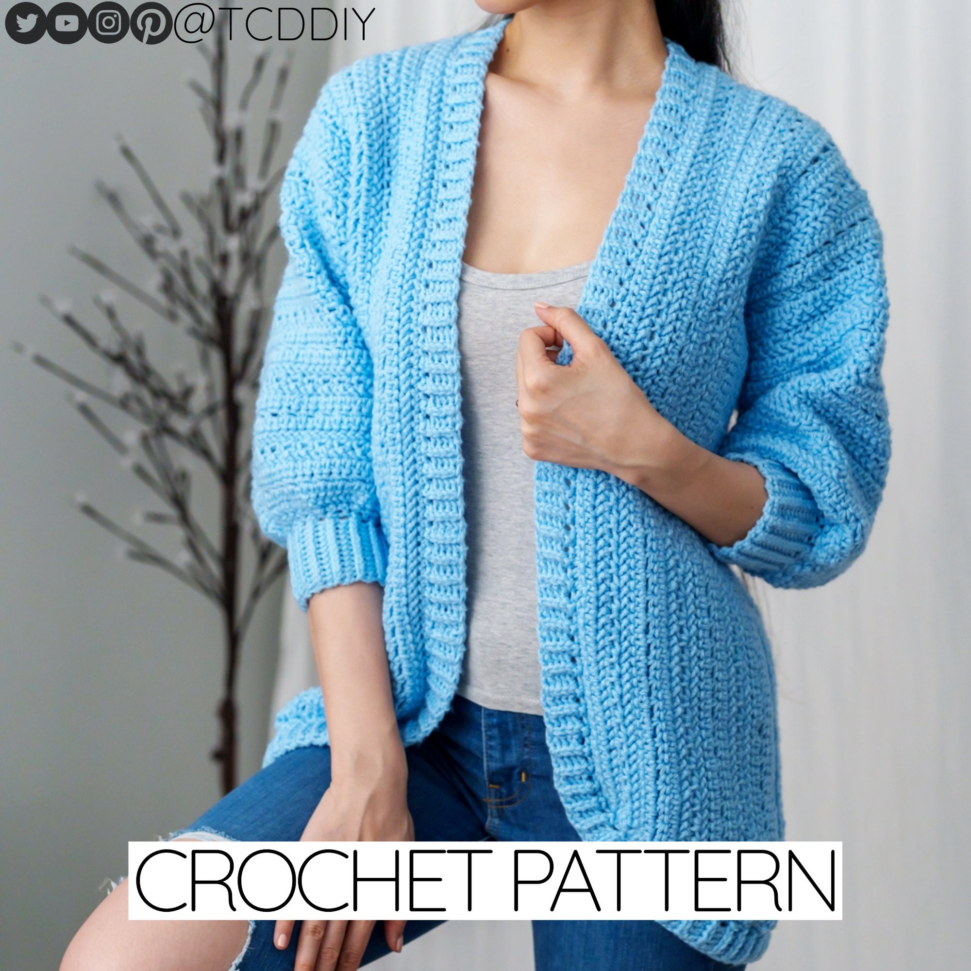 Crochet Pattern | Short Sleeve Herringbone Cardigan Sweater Jacket