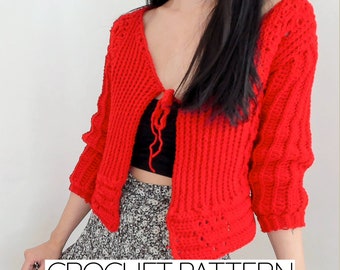 Crochet Cardigan Pattern: Diamond Stitch, Heart Detail (PDF Download)