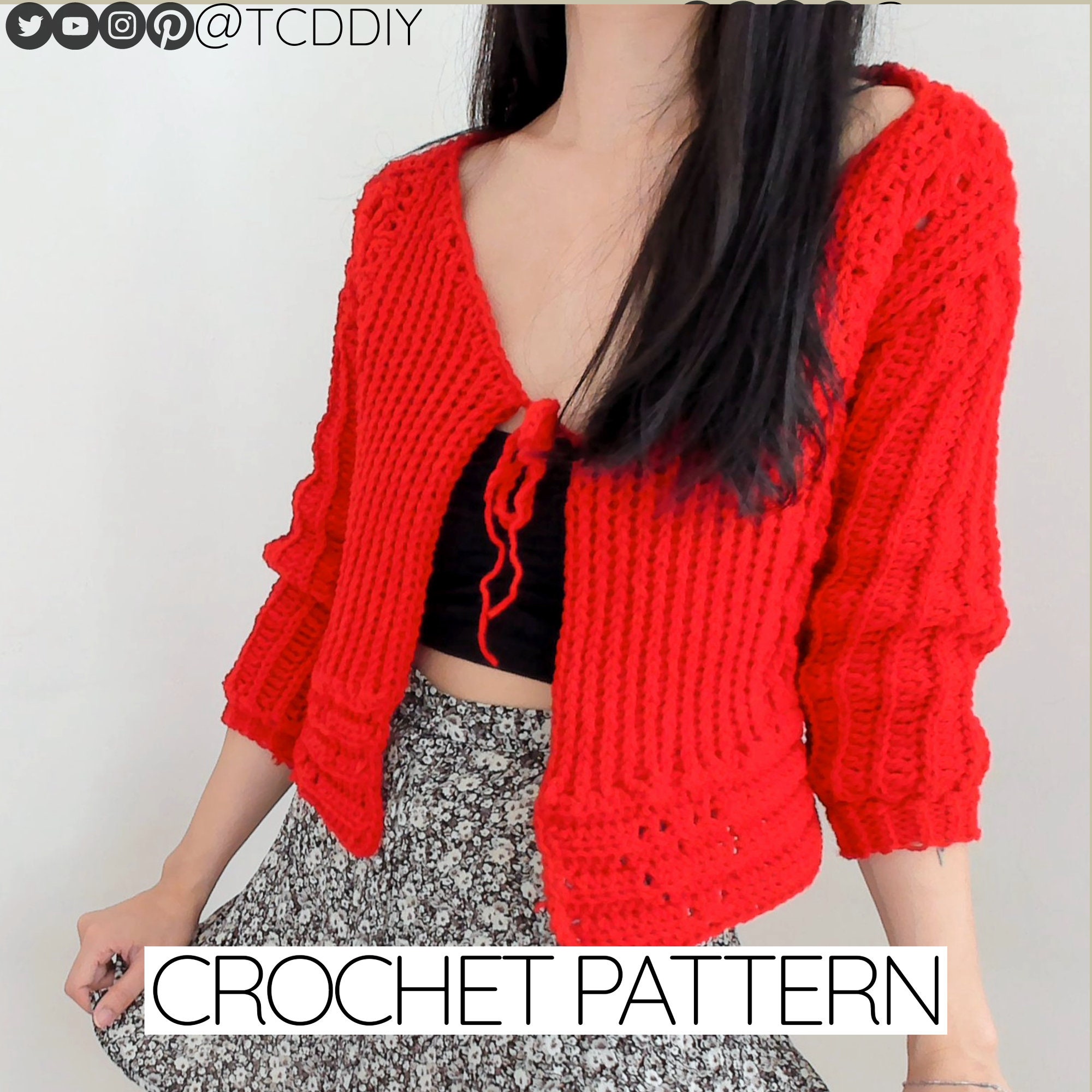 PDF Kong Pattern Etsy Crochet Crochet Download Cropped Hong Cardigan -