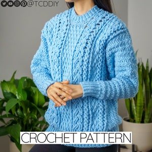 Crochet Pattern | Cable Stitch Batwing Sweater Pattern | PDF Download