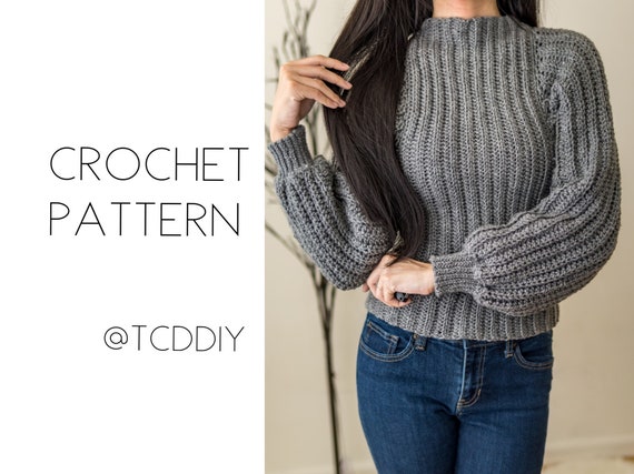 EASY Crochet Balloon Sleeve Turtleneck 