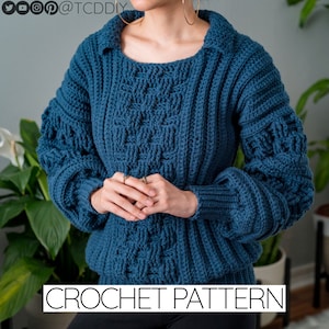 Crochet Pattern | Basket Weave Sweater with Collar | PDF Download