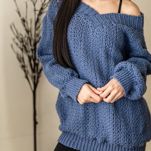 Crochet Pattern Oversized Off the Shoulder Sweater Pattern PDF Download image 7