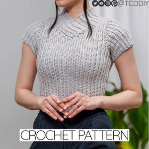 Crochet Pattern | Ribbed Collar V Neck Short Sleeve T-shirt