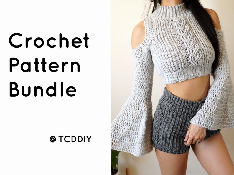 Crochet Pattern Bundle Cable Stitch Mock Neck Sweater and - Etsy