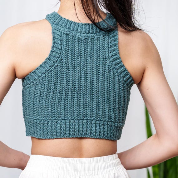Crochet Pattern | Easy High Neck Crop Top | Cropped Sleeveless