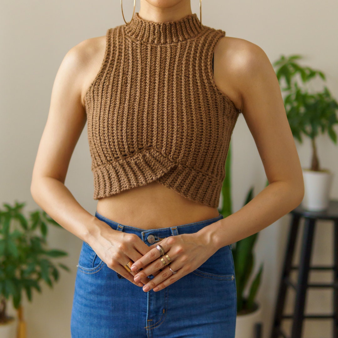 34 Sweater Vest Crochet Patterns for Easy Layering and Handmade Wardrobes 22 Crochet Pattern Cropped Mock Neck Sweater Vest Sleeveless
