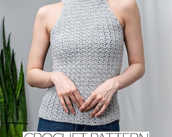 Crochet Pattern #589 | Modern High Neck Tank Top | Vest | PDF Download