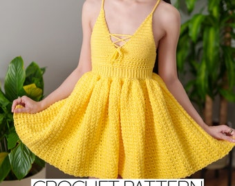Crochet Pattern | Tank Top Sundress | Front Tie Star Stitch Dress | PDF Download