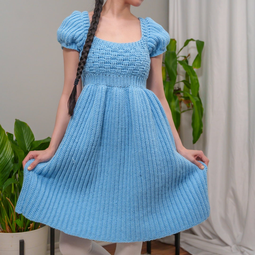 Crochet Pattern | Puff Sleeve Sundress W. Basketweave Stitch Detail | PDF  Download - Etsy Norway