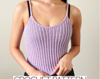Crochet Pattern | EASY Scoop Neck Tank Top | Ribbed | PDF Download