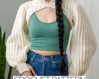 Crochet Pattern | Crochet Hooded Shrug Pattern | Crochet Shrug with Hood Pattern | Long Sleeve Hooded Shrug Pattern | PDF Download