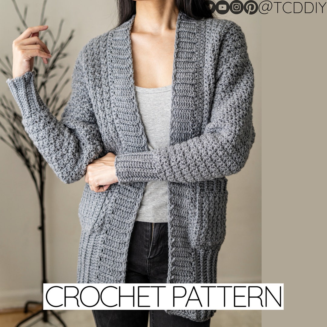 Crochet Pattern Batwing Cardigan With Pockets PDF Download - Etsy