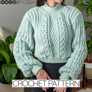 Crochet Pattern | Crochet Cable Stitch Sweater | Crochet Mock Neck Sweater Pattern | PDF Download