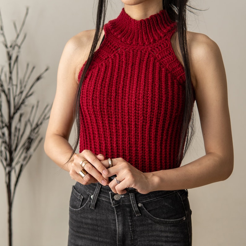 Crochet Pattern Sleeveless Mock Neck Pattern PDF Download image 4