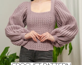 Crochet Pattern | Balloon Sleeve Sweater Pattern | PDF Download