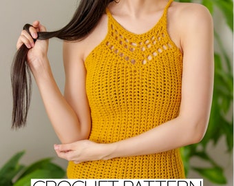 Crochet Pattern | Boho Tank Top W. Chest Detail & Ribbing | PDF Download