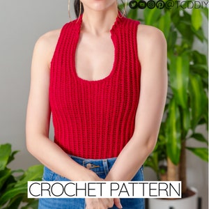 Crochet Pattern | Scoop Neck Sleeveless Sweater Vest Top | PDF Download